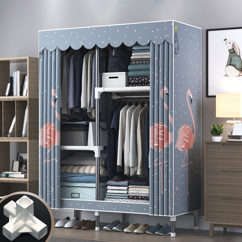 Modern Style Wardrobe Closet Metal Frame Wardrobe Armoire with Shelves