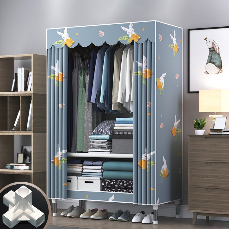 Modern Style Wardrobe Closet Metal Frame Wardrobe Armoire with Shelves