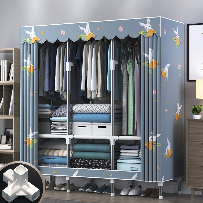 Modern Style Wardrobe Closet Metal Frame Wardrobe Armoire with Shelves