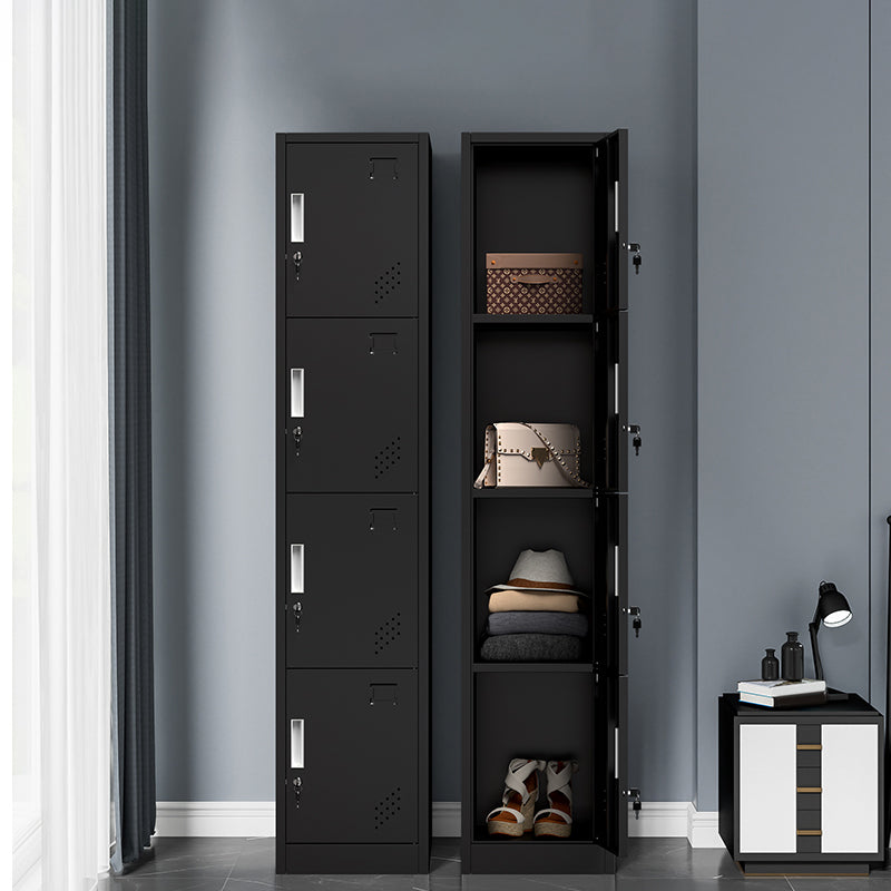 Grey and Black Non-Hanging Armoire Modern Metal Storage Cabinet with Doors