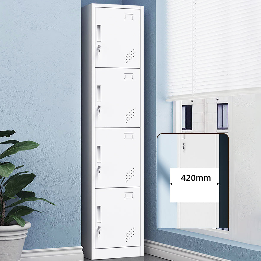 Grey and Black Non-Hanging Armoire Modern Metal Storage Cabinet with Doors