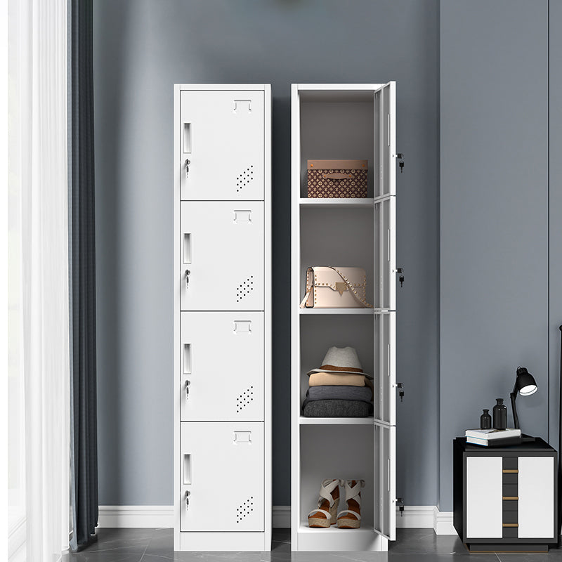 Grey and Black Non-Hanging Armoire Modern Metal Storage Cabinet with Doors
