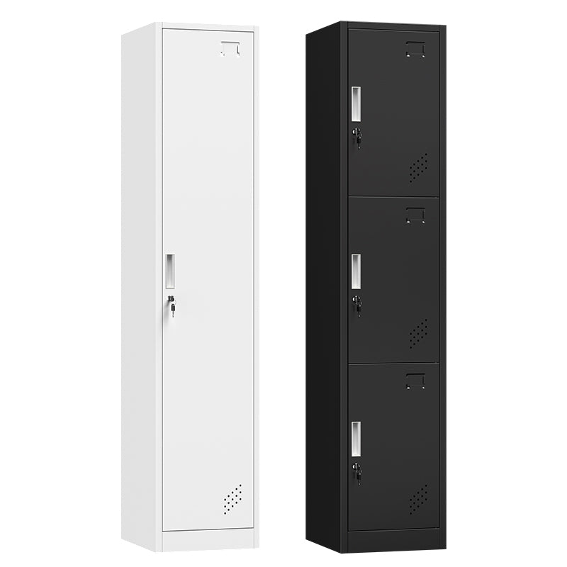 Grey and Black Non-Hanging Armoire Modern Metal Storage Cabinet with Doors