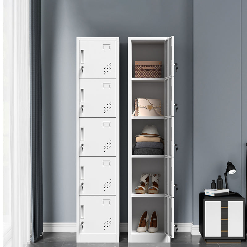 Grey and Black Non-Hanging Armoire Modern Metal Storage Cabinet with Doors