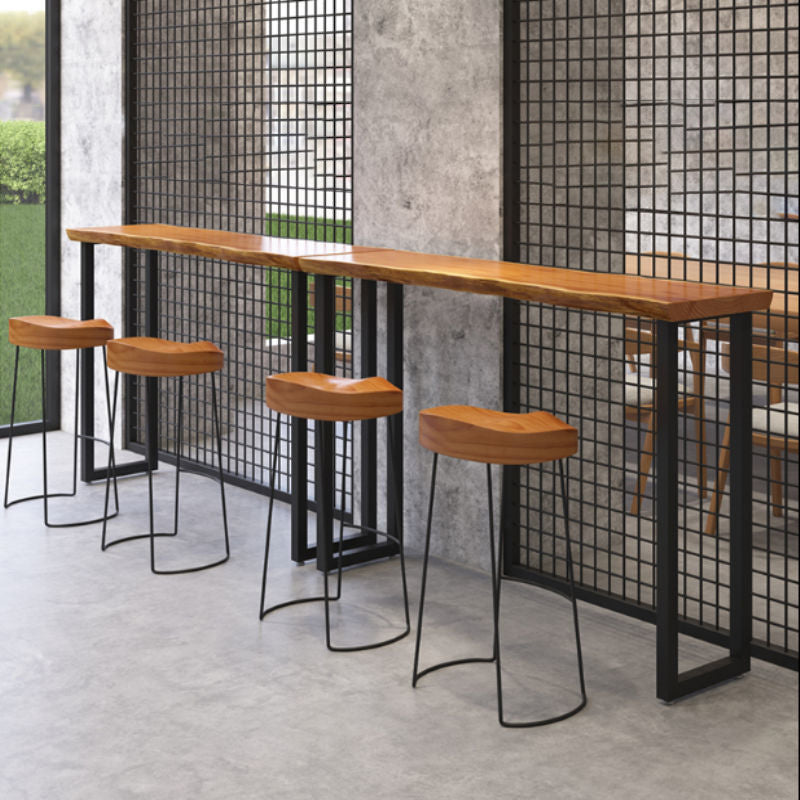 Rectangle Solid Wood Bar Table Set Luxurious 1/3 Pieces Counter Table with High Stools