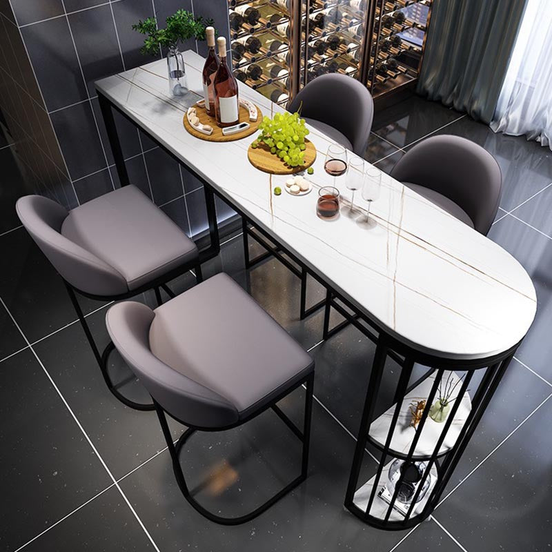 Modern 1/3/5 Pieces Bar Table Set Stone Counter Table with High Stools