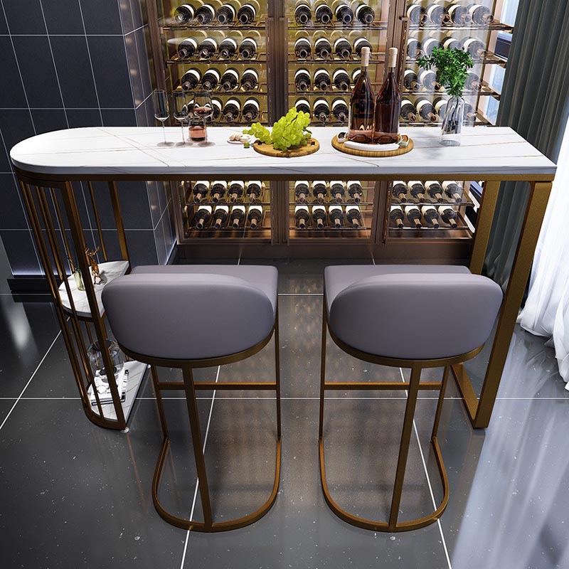 Modern 1/3/5 Pieces Bar Table Set Stone Counter Table with High Stools