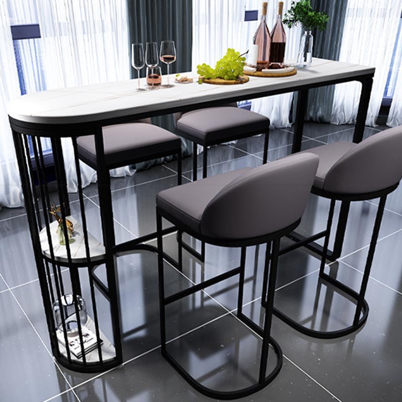 Modern 1/3/5 Pieces Bar Table Set Stone Counter Table with High Stools