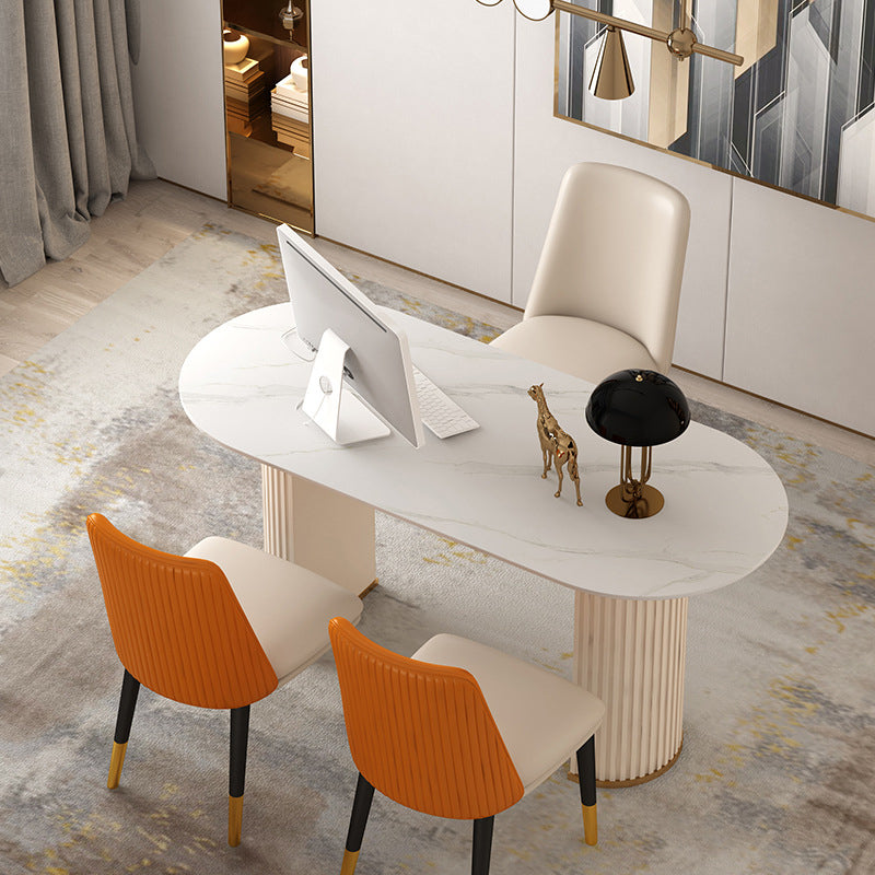 Contemporary Office Desk Mirrored Oval Laptop Table for Office