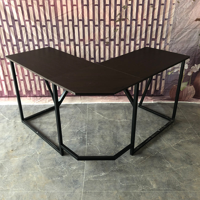 Industrial L-Shape Office Desk Solid Wood Writing Desk for Home