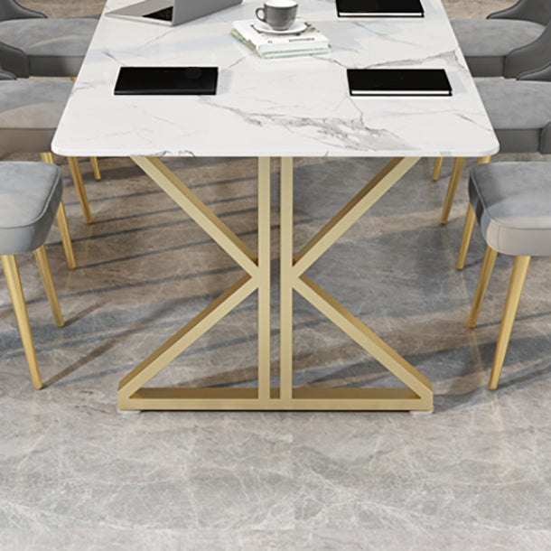 Home Office Writing Table Luxury Marble Curved Computer Desk