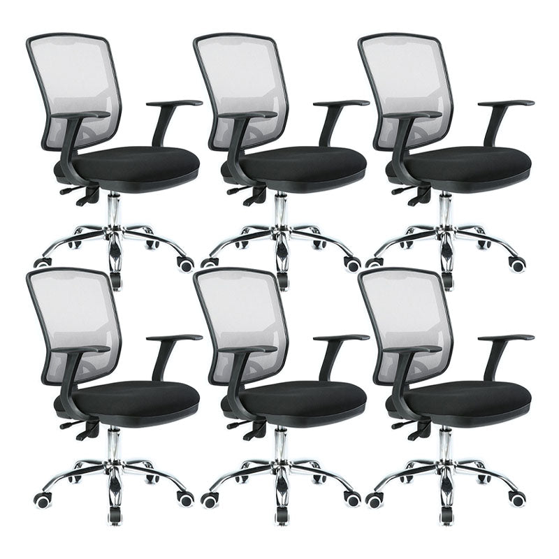 Contemporary Mesh Computer Chair Mid-Back Desk Chair with Wheels in Gray