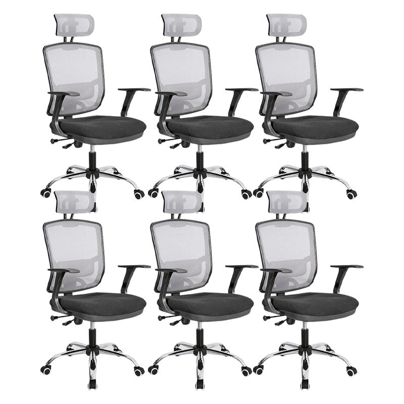 Contemporary Mesh Computer Chair Mid-Back Desk Chair with Wheels in Gray