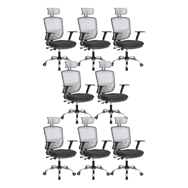 Contemporary Mesh Computer Chair Mid-Back Desk Chair with Wheels in Gray