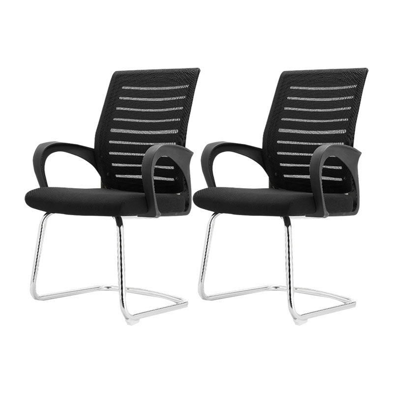 Modern Fixed Arms Desk Chair Lumbar Support Steel Office Chair