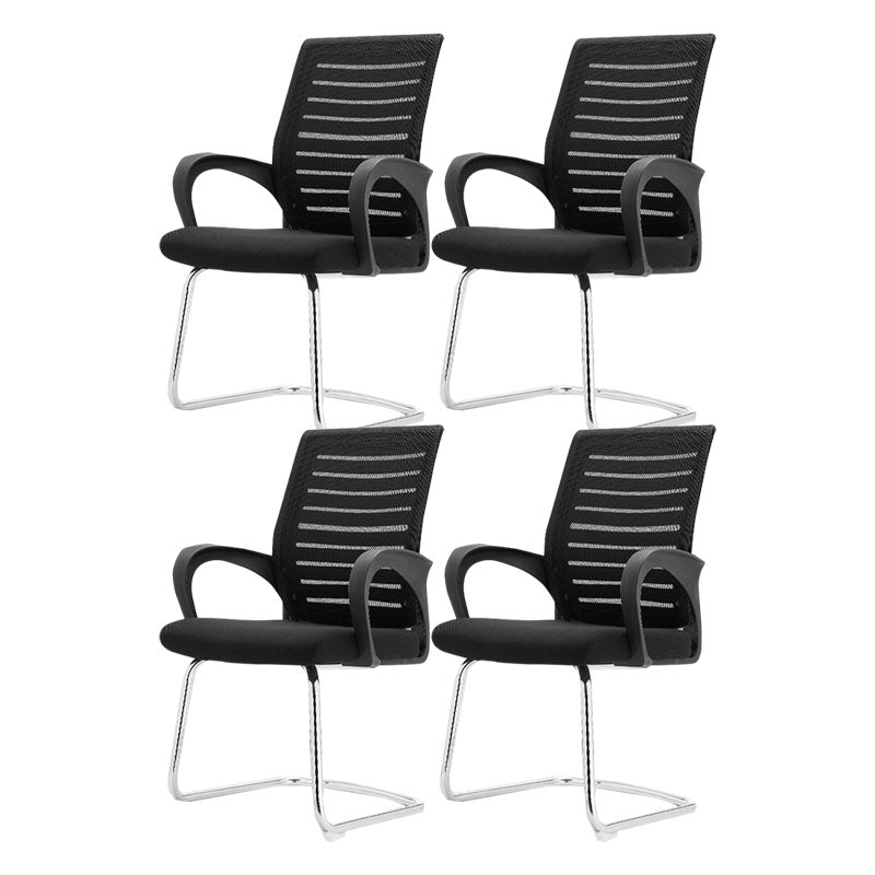 Modern Fixed Arms Desk Chair Lumbar Support Steel Office Chair