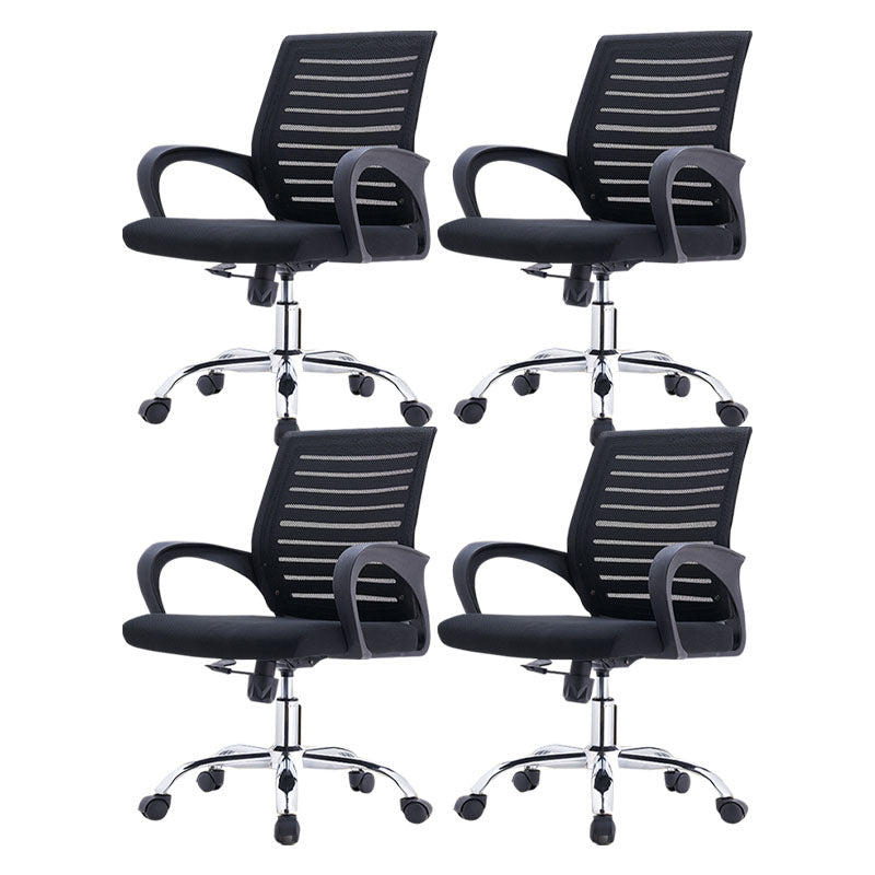 Modern Fixed Arms Desk Chair Lumbar Support Steel Office Chair