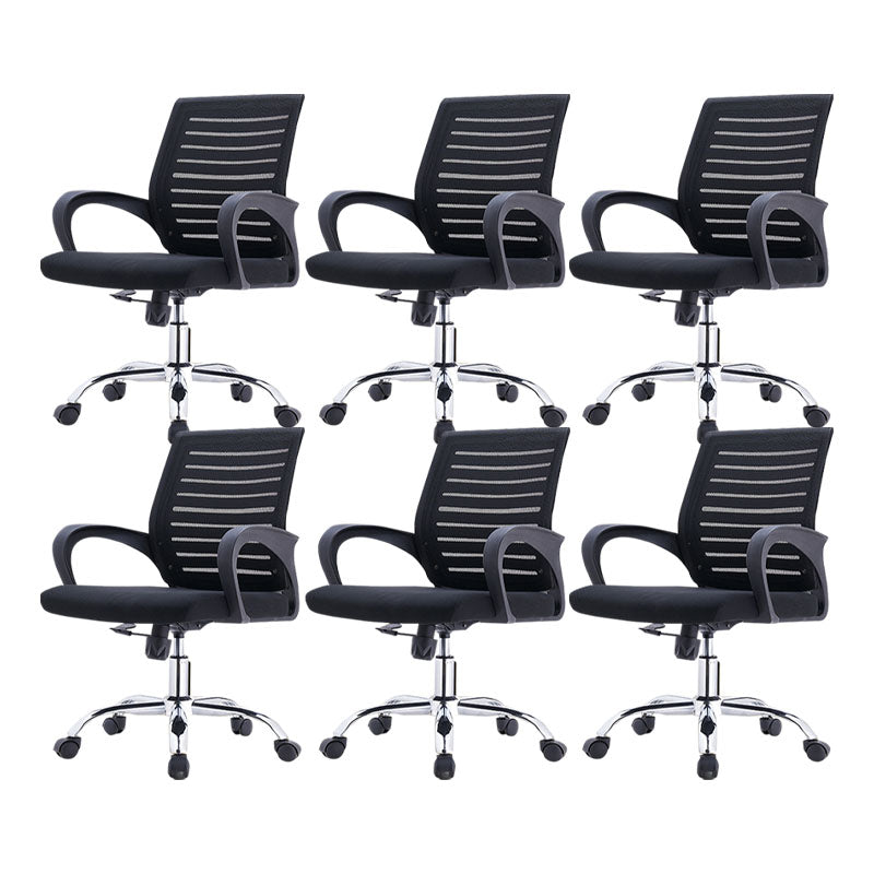 Modern Fixed Arms Desk Chair Lumbar Support Steel Office Chair