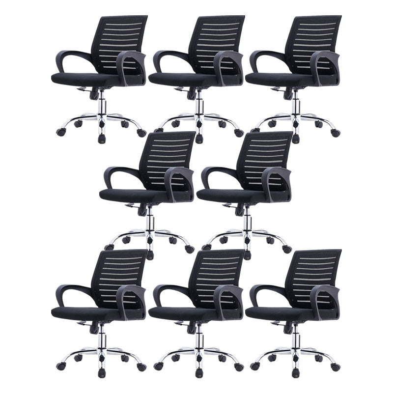 Modern Fixed Arms Desk Chair Lumbar Support Steel Office Chair