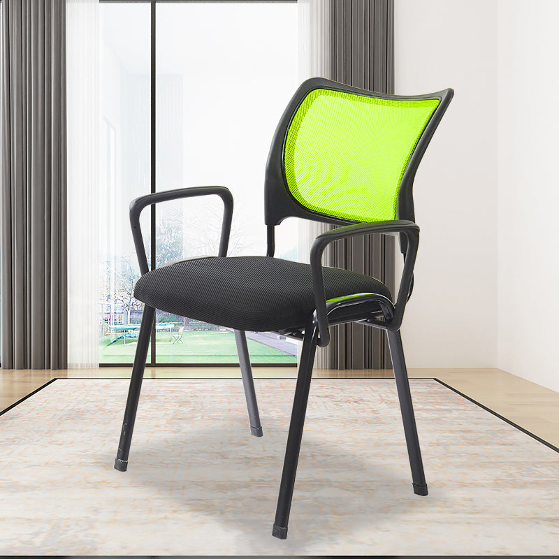 Mesh Desk Chair Low Back No Wheels Fixed Arms Conference Chair