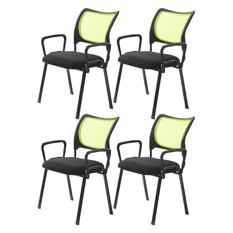 Mesh Desk Chair Low Back No Wheels Fixed Arms Conference Chair