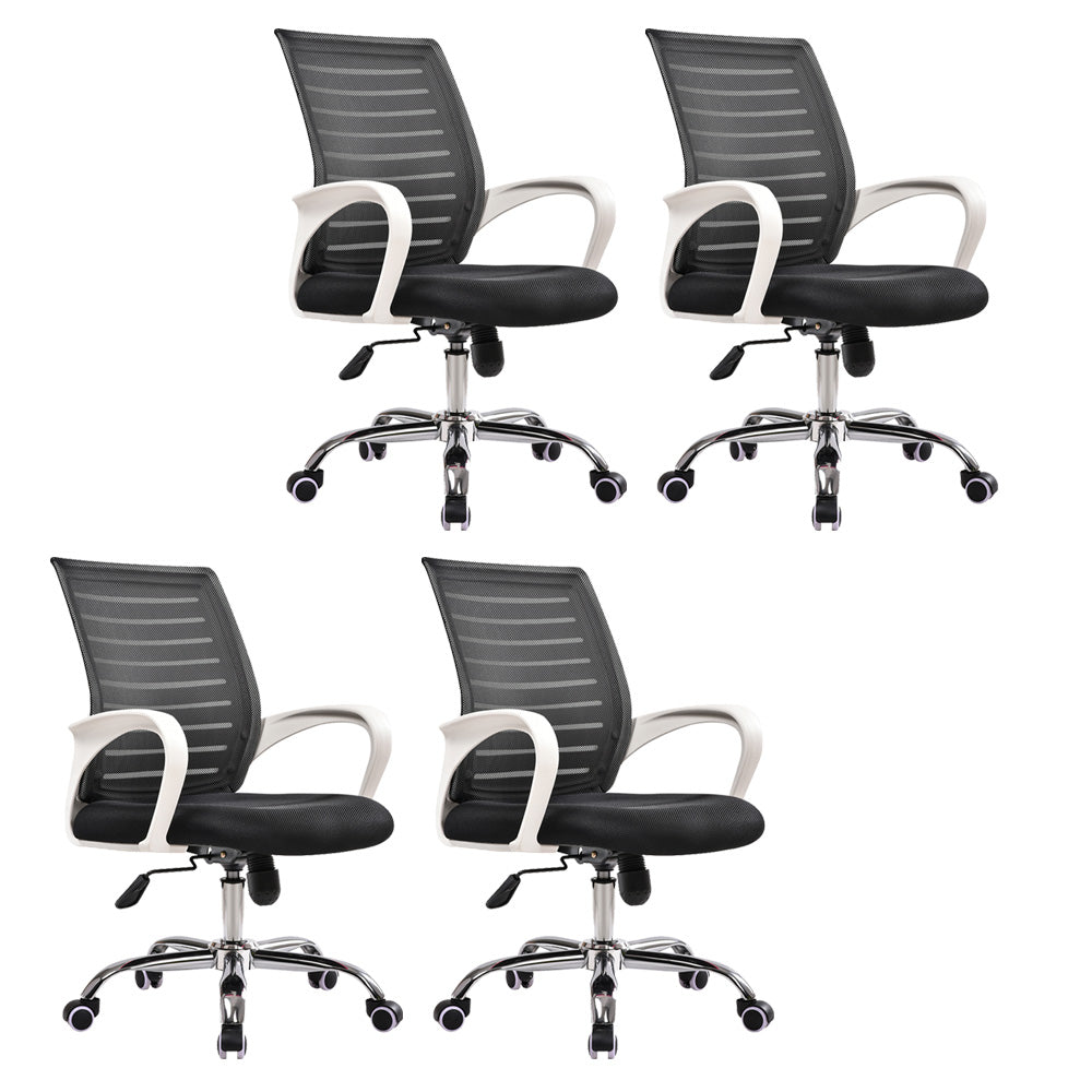 Steel Fixed Arms Office Chair Modern Height-adjustable Office Chair