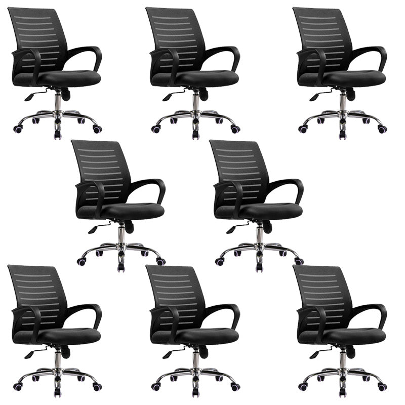 Steel Fixed Arms Office Chair Modern Height-adjustable Office Chair