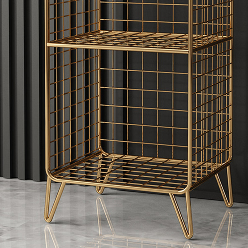 Modern Metal Nightstand Open Storage Shelf Included Iron Night Table with Legs