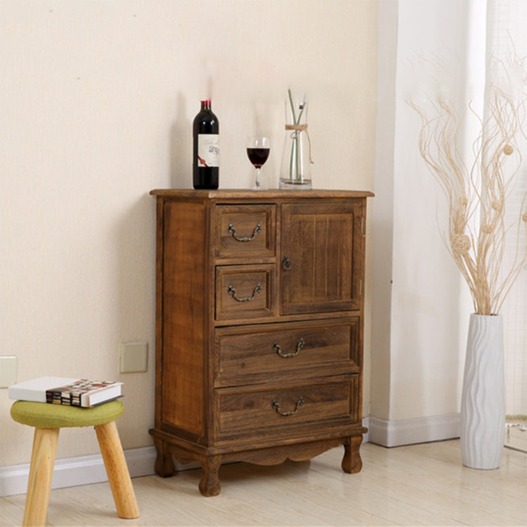 12" D Traditional Wooden Combo Dresser Bedroom Storage Chest Dresser with Drawers and Door