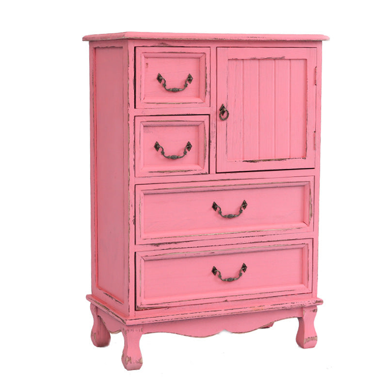 12" D Traditional Wooden Combo Dresser Bedroom Storage Chest Dresser with Drawers and Door