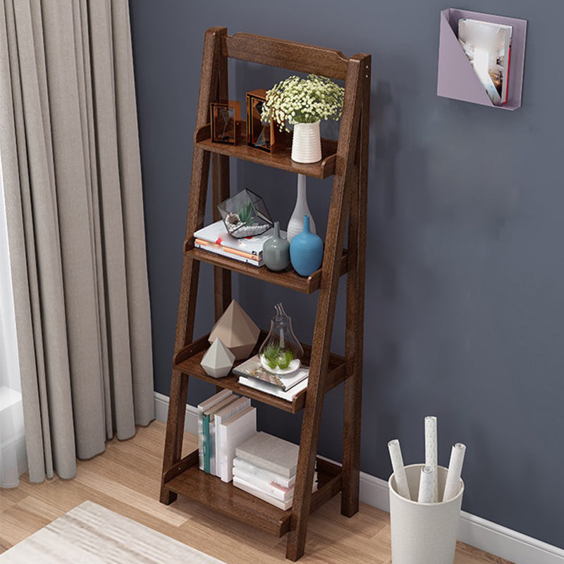 Ladder Bookshelf Modern Walnut Bookcase with 4-shelf for Home Office