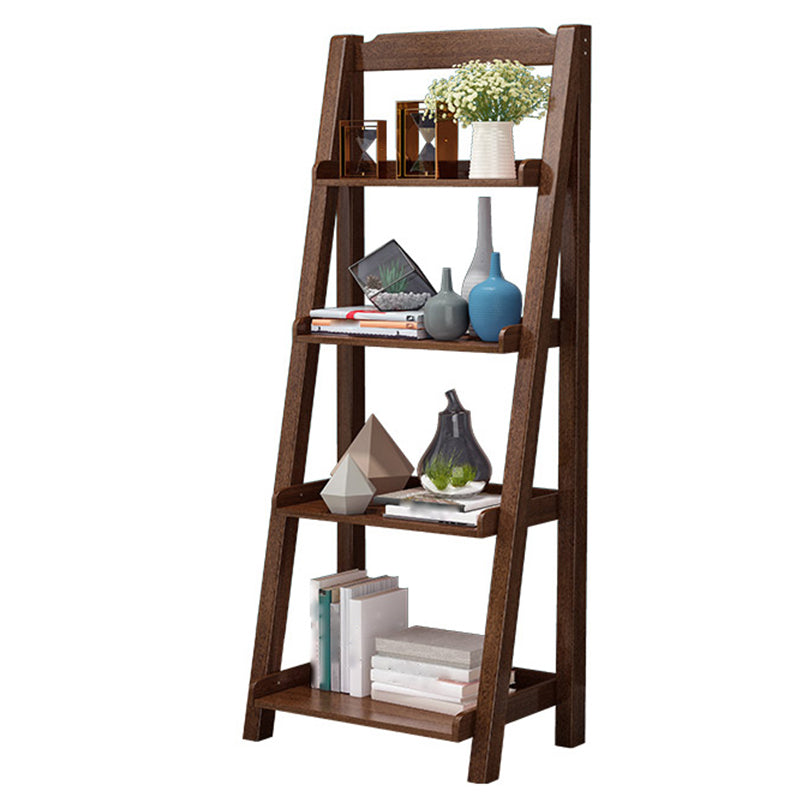 Ladder Bookshelf Modern Walnut Bookcase with 4-shelf for Home Office