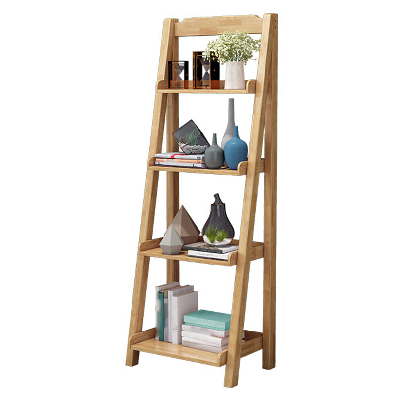 Ladder Bookshelf Modern Walnut Bookcase with 4-shelf for Home Office