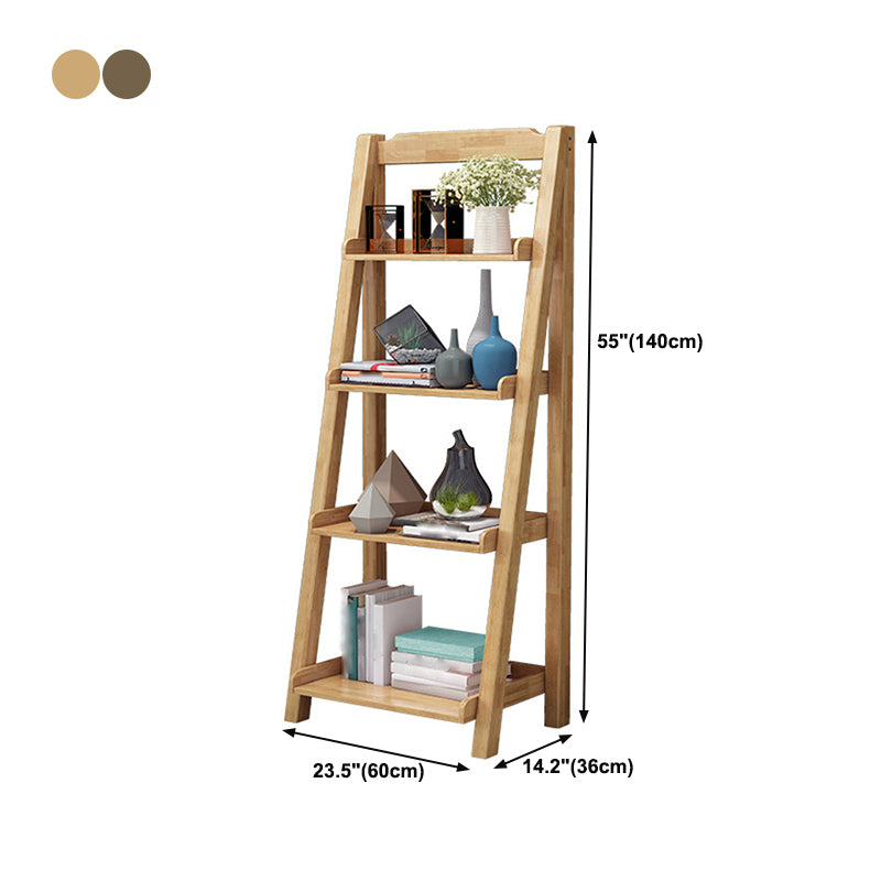 Ladder Bookshelf Modern Walnut Bookcase with 4-shelf for Home Office