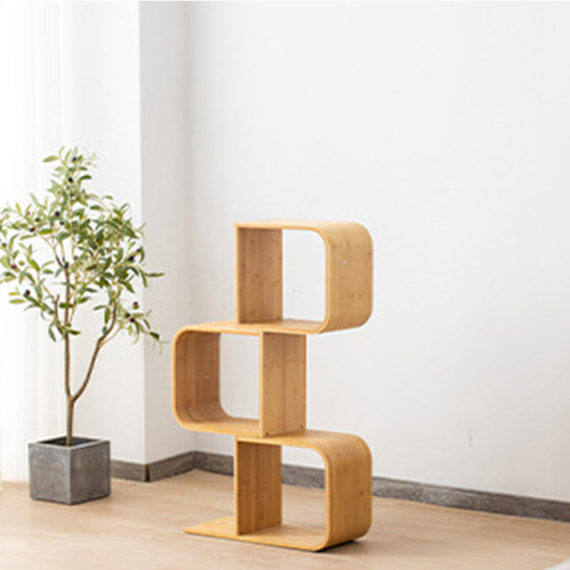 Geometry Bamboo Bookshelf Modern Style Bookcase for Home Office 22" W X 9" D