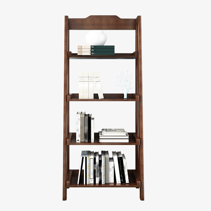 Ladder Solid Wood Bookshelf Modern Open Storage Bookcase for Home Office , 14.1" D