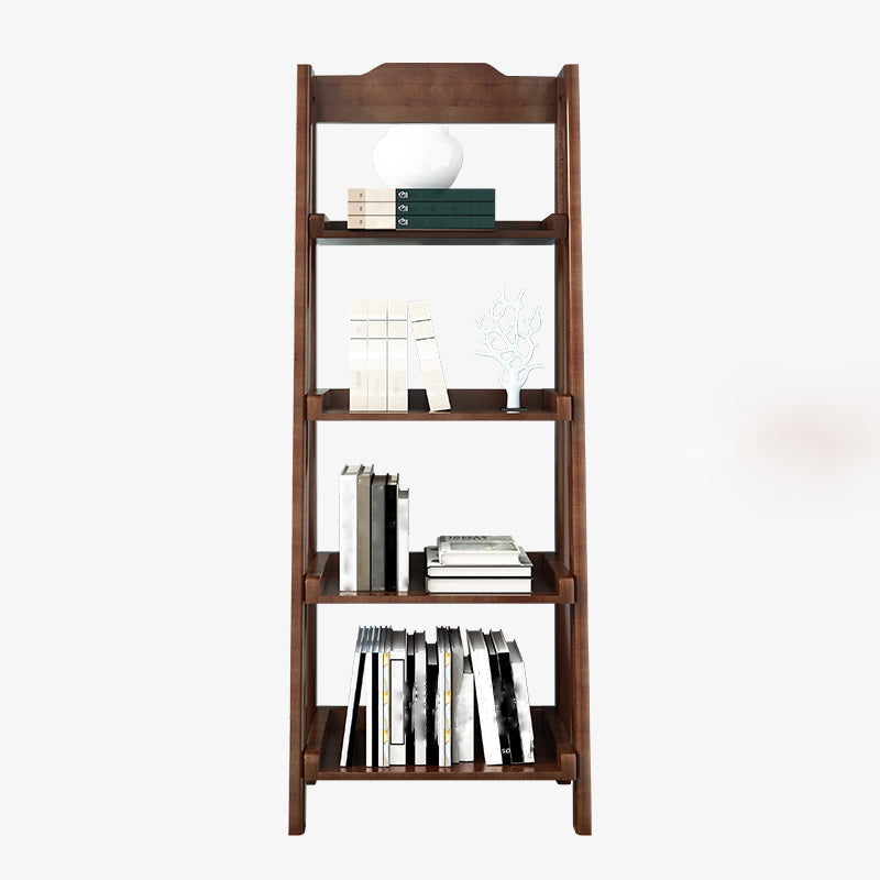 Ladder Solid Wood Bookshelf Modern Open Storage Bookcase for Home Office , 14.1" D