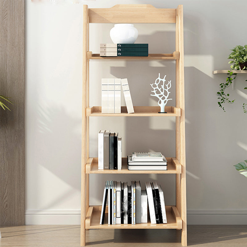 Ladder Solid Wood Bookshelf Modern Open Storage Bookcase for Home Office , 14.1" D