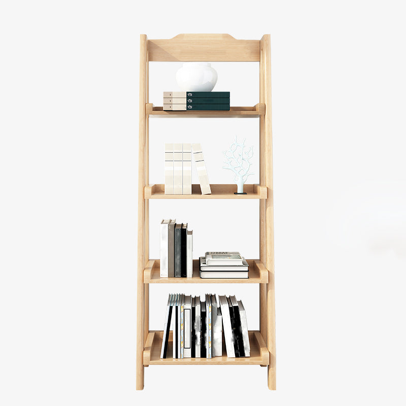 Ladder Solid Wood Bookshelf Modern Open Storage Bookcase for Home Office , 14.1" D