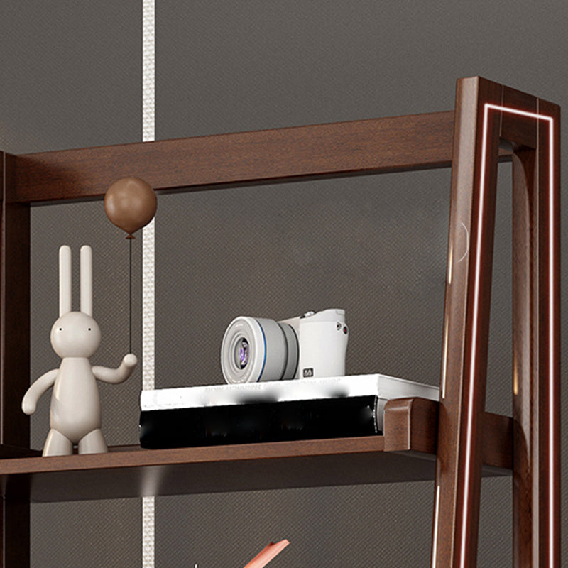 Ladder Solid Wood Bookshelf Modern Open Storage Bookcase for Home Office , 14.1" D