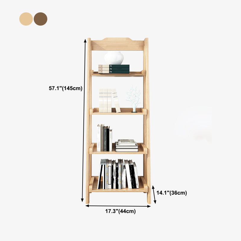 Ladder Solid Wood Bookshelf Modern Open Storage Bookcase for Home Office , 14.1" D