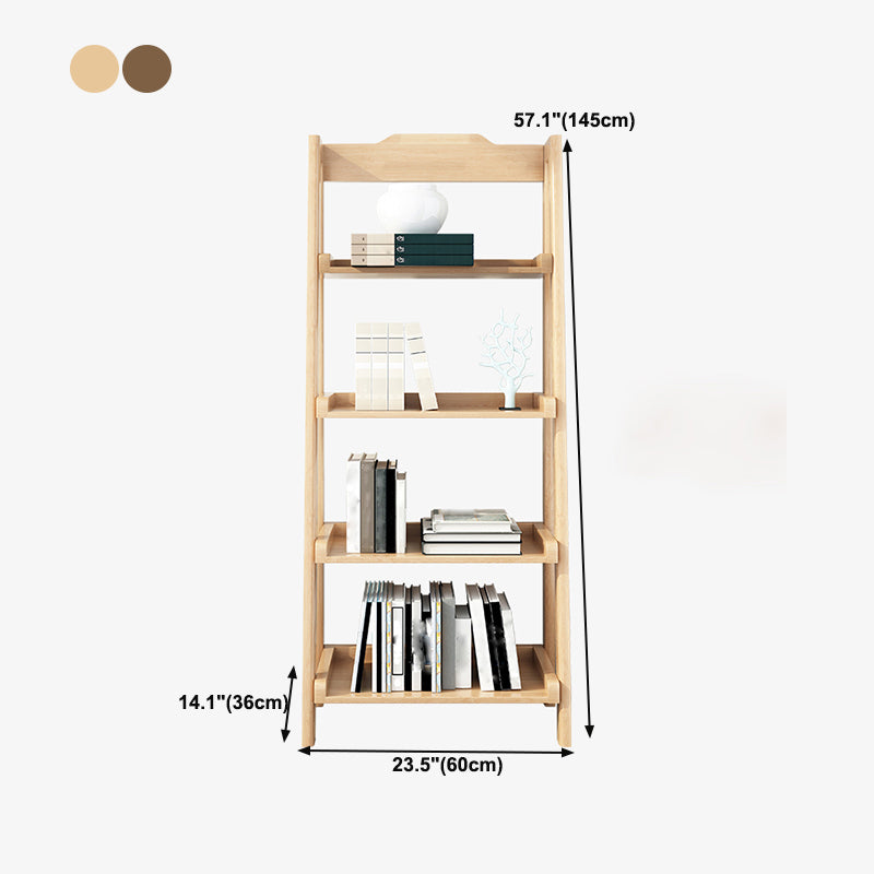 Ladder Solid Wood Bookshelf Modern Open Storage Bookcase for Home Office , 14.1" D