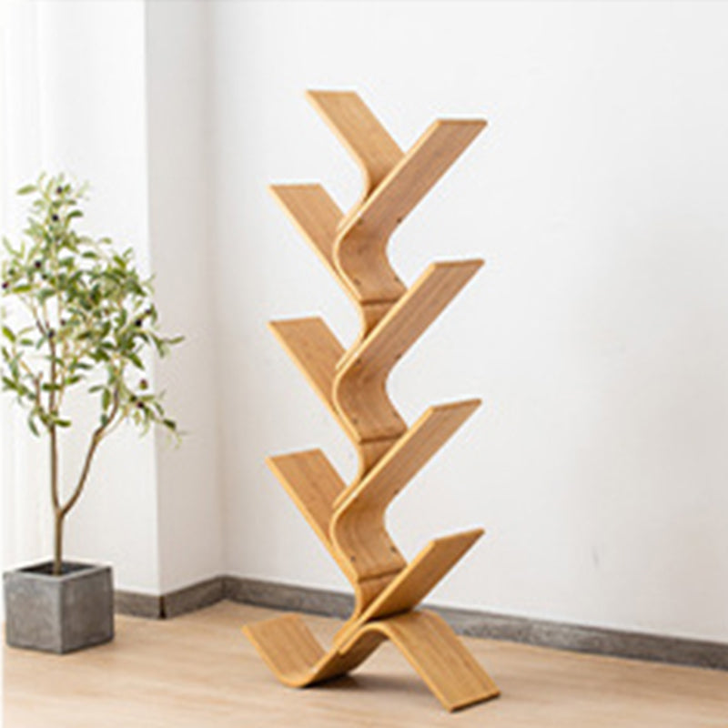 Geometry Bamboo Bookshelf Modern Bedroom Bookcase with Shelf 23.2" W X 8" D