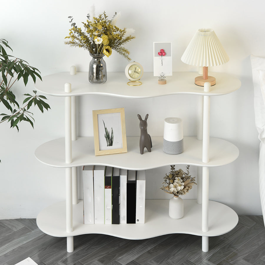 Geometry White Bookshelf Modern Artificial Wood Bookcase with 3 / 4 Shelves