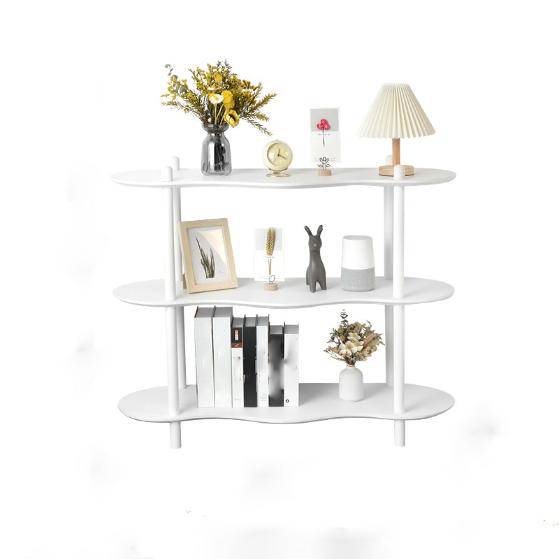 Geometry White Bookshelf Modern Artificial Wood Bookcase with 3 / 4 Shelves