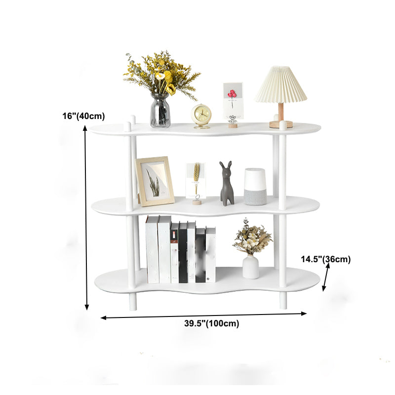 Geometry White Bookshelf Modern Artificial Wood Bookcase with 3 / 4 Shelves