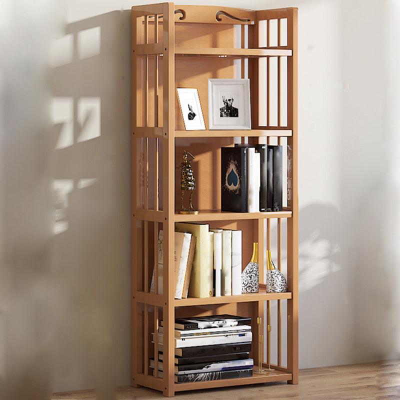 10" D Geometry Bamboo Bookshelf Modern Style Bookcase for Bedroom