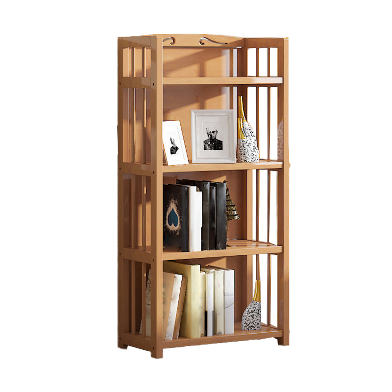10" D Geometry Bamboo Bookshelf Modern Style Bookcase for Bedroom