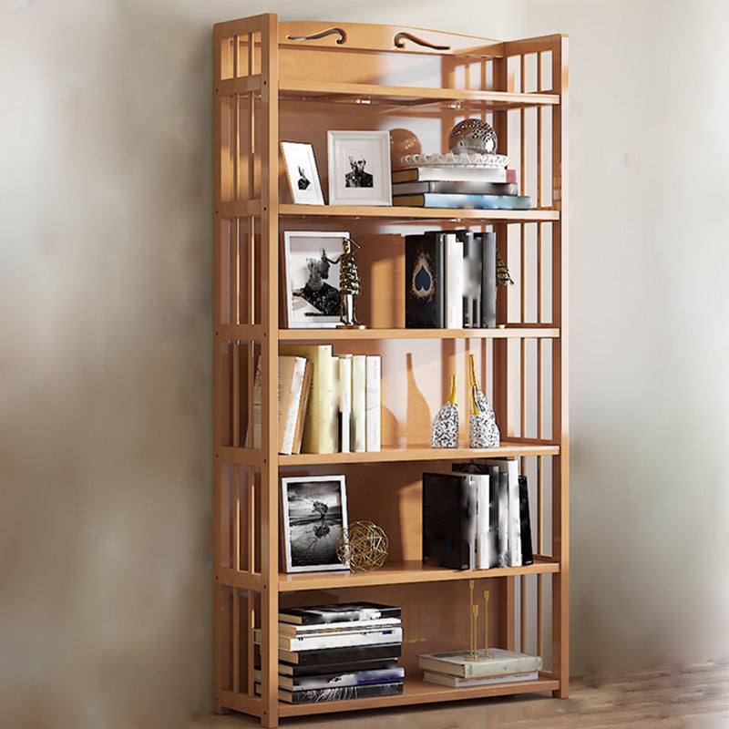 10" D Geometry Bamboo Bookshelf Modern Style Bookcase for Bedroom