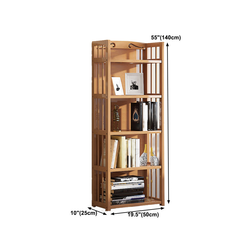 10" D Geometry Bamboo Bookshelf Modern Style Bookcase for Bedroom